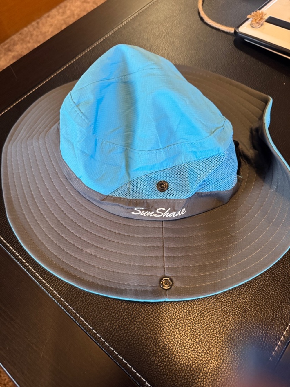 SunShade Blue and Gray Wide-Brim Sun Hat